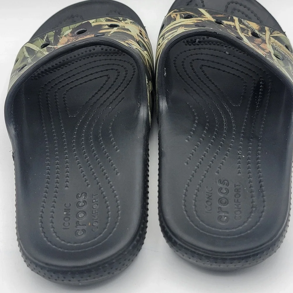 Crocs‎ Classic Realtree Edge Camo Slides Mens 6 Womens 8 Black Sandals